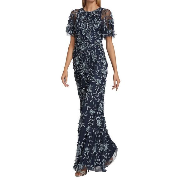THEIA Petal Applique Gown US 4 $1295 - Picture 2 of 9